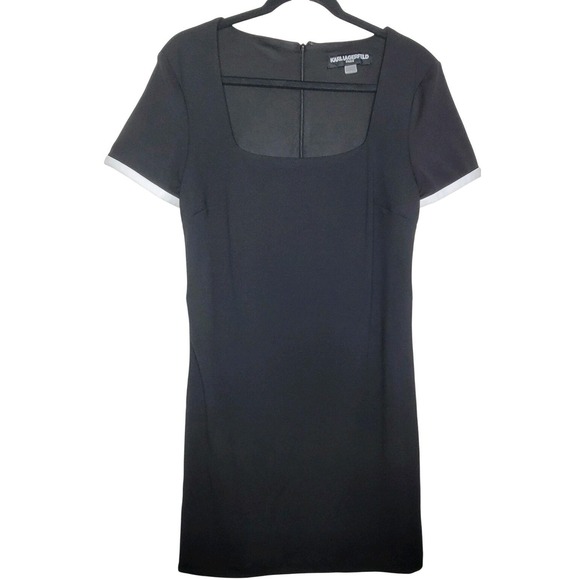 Karl Lagerfeld Dresses & Skirts - Karl Lagerfeld Paris Womens Black Bow Trim Scuba Crepe Sheath Dress Size 12 Chic